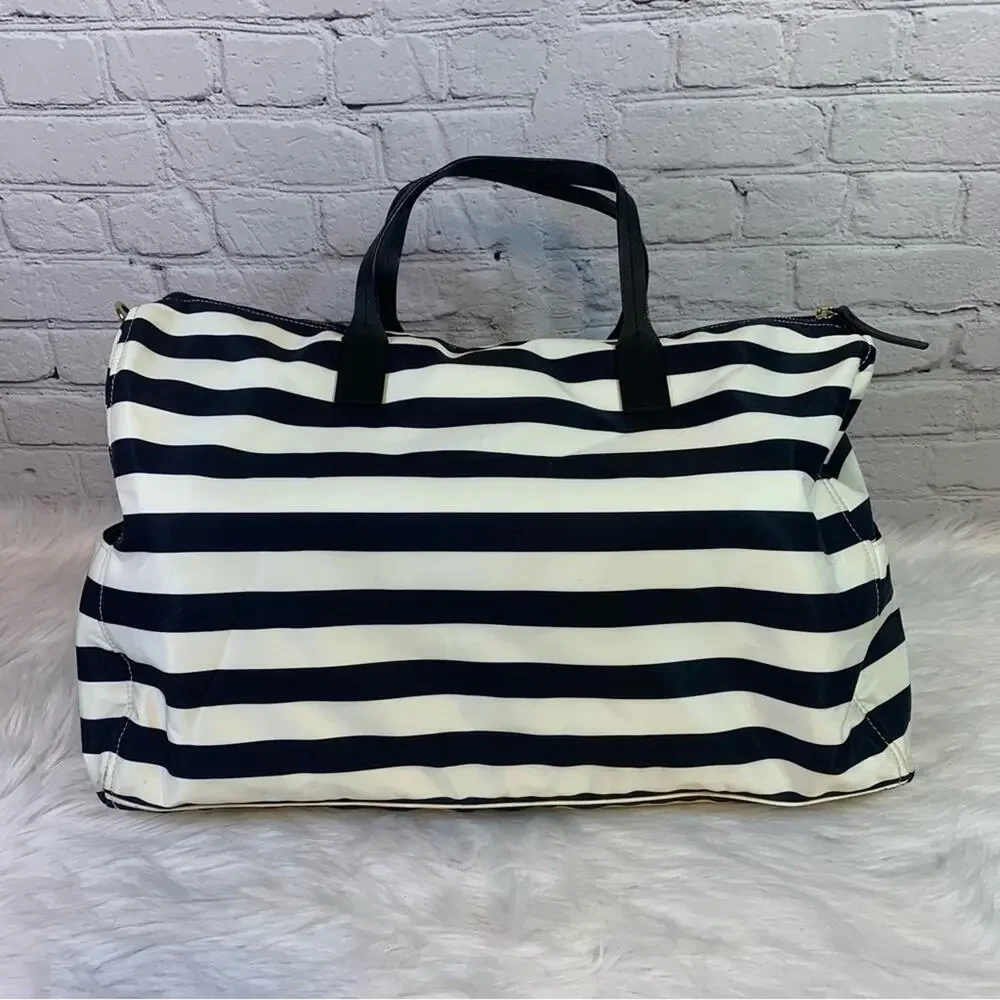 Kate Spade Navy and White Striped Overnight Duffle Bag B9